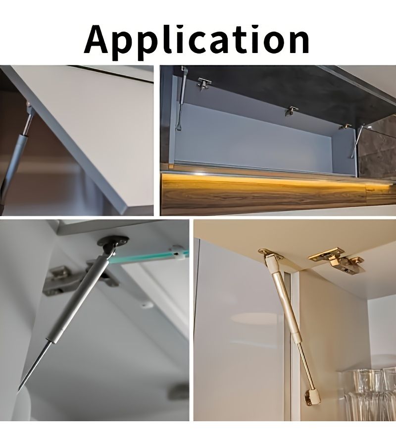 4pcs Adjustable Hydraulic Cabinet Door Support Struts 60N Gas Shock Absorber for Kitchen Cabinets Polished Metal Finish Easy Surface Installation Modern Design - Image 4