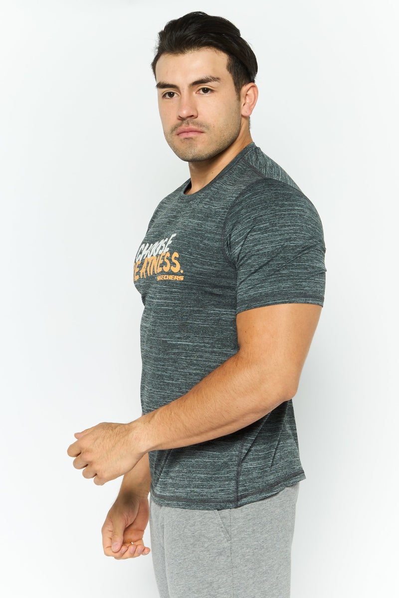 SKECHERS Men Sportswear Fit Short Sleeve Training T-Shirt, Light Grey Heather - Image 3