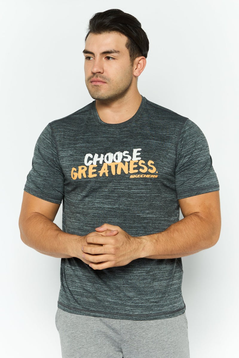 SKECHERS Men Sportswear Fit Short Sleeve Training T-Shirt, Light Grey Heather - Image 1