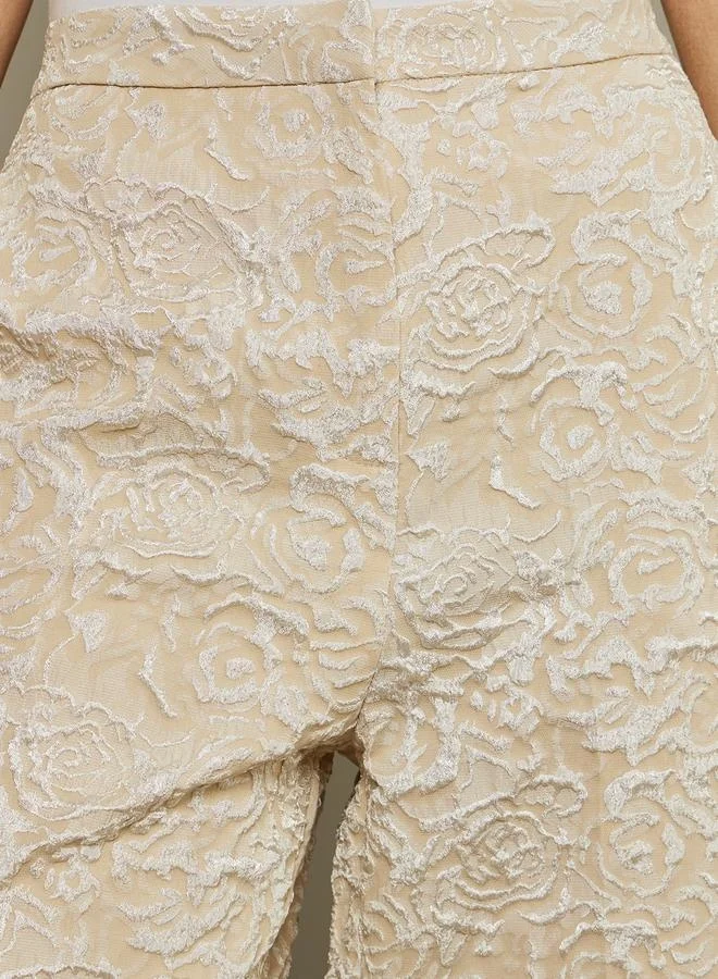 ستايلي بنطلون واسع الساق بخصر متوسط من الجاكار