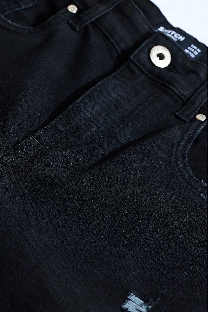 سنيتش Black Solid Slim Fit Casual Jeans