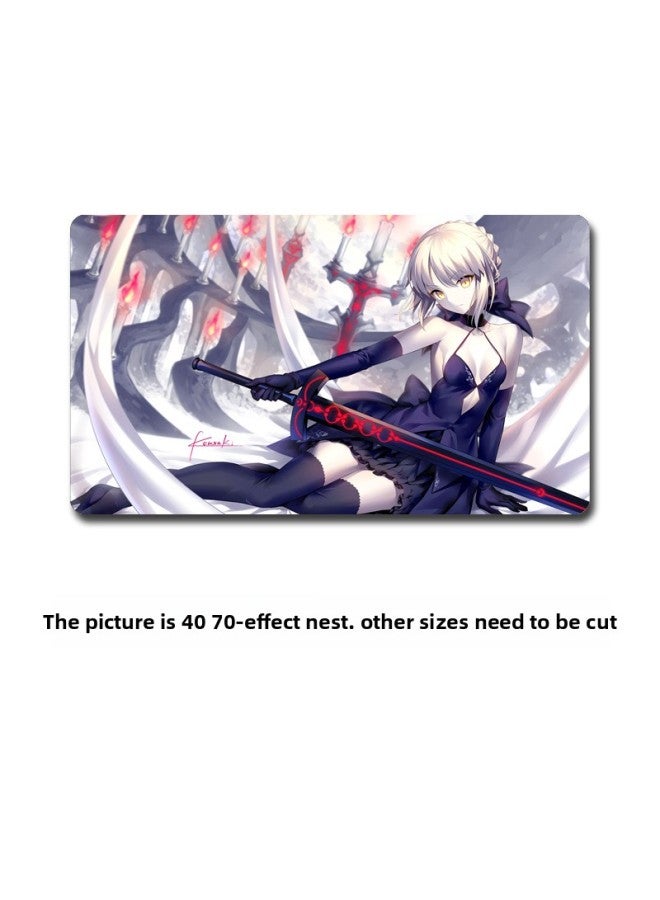 Anime Mouse Pad Computer Game Office Desk Mat Joan Of Arc Saber Secondary-Color:25*30*0.3 [lock Edge]]-Pattern:Black Dress With White Background - Image 1