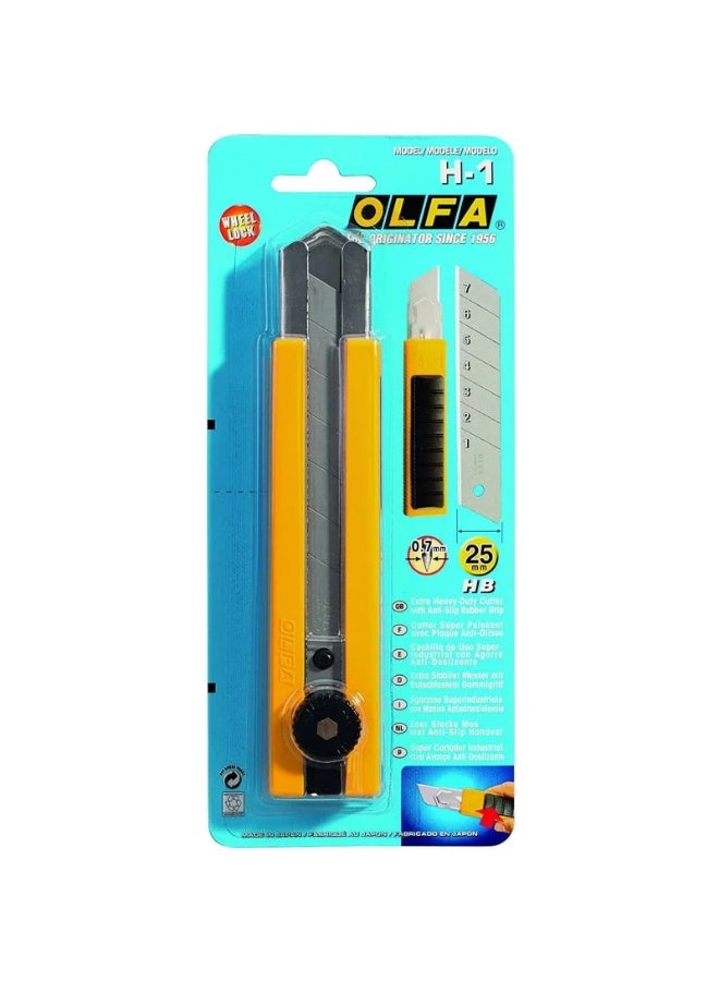 OLFA H-1 Extra Heavy Duty Utility Knife 25mm – Professional Snap-Off Cutter with Anti-Slip Rubber Grip & Ratchet Lock - Image 2