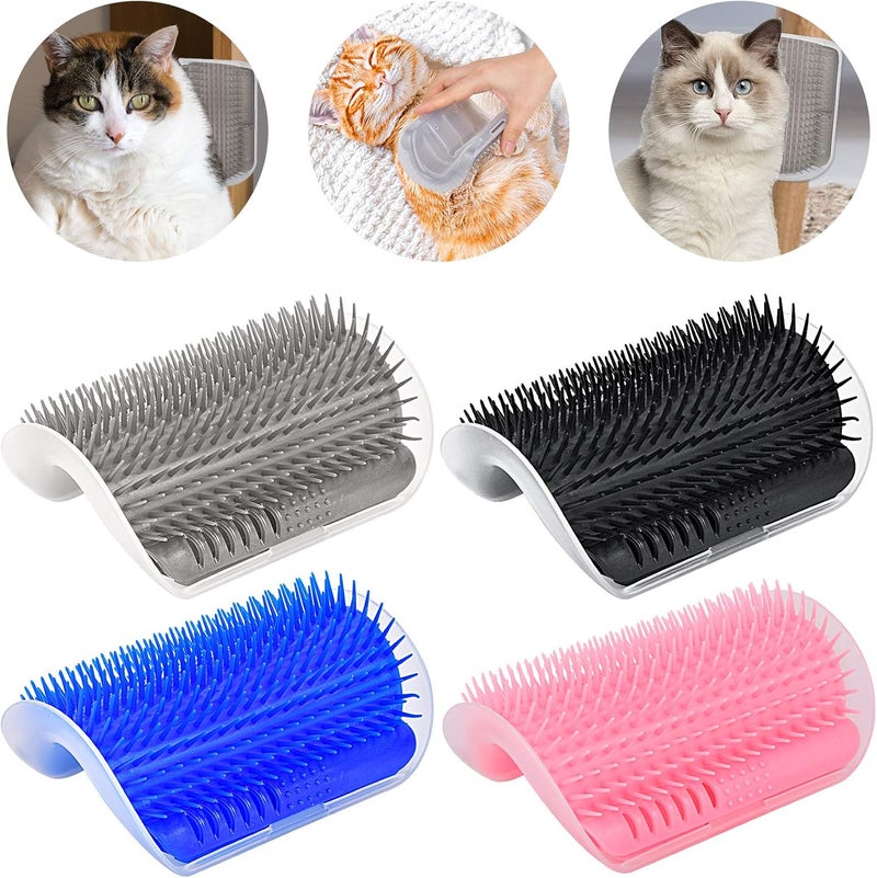 Cyeelves Cat Self Groomer 4 PACK Upgraded, All-In-One Self-Cleaning Brush Tool Wall Corner Scratcher Trimmer, Pet Grooming Massage Comb Softer Toy Brushes for Dogs Cats Short Long Hair Fur Kitten Puppy Catnip - Image 1