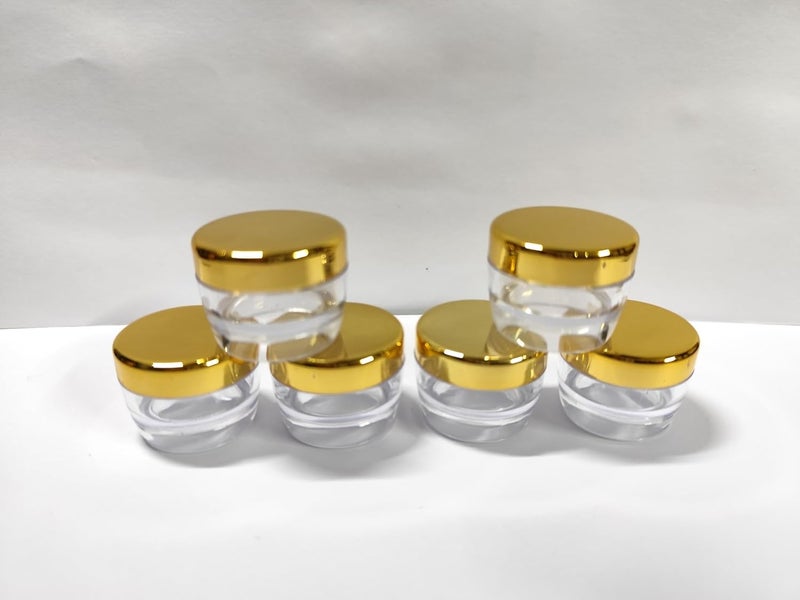 SHREE MAHA 5gm Empty Cosmetic Containers Acrylic Jars Small Containers for Cosmetics Lip Balm ContainersTransparent Jar with Golden Cap Pack of 24pcs  - Image 1