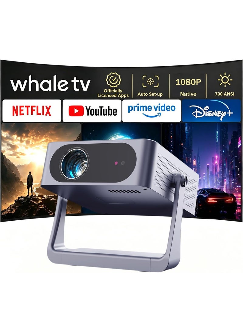 M.A&F's Smart Projector【Compatible with Netflix/Disney/Live TV】700ANSI AI Auto Focus/Keystone Movie Projectors, Native 1080P Full HD Projector,WiFi6 Two-Way BT5.3 for Home Theater/Ceiling/Bedroom/Outdoor - Image 1