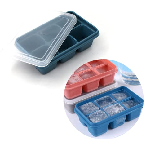 Suzec Silicone Ice Cube Trays Large Size Flexible 6 Cavity Ice Cube Square Molds for Whiskey and Cocktails, Keep Drinks Chilled (1 Pc, Black) - Image 1