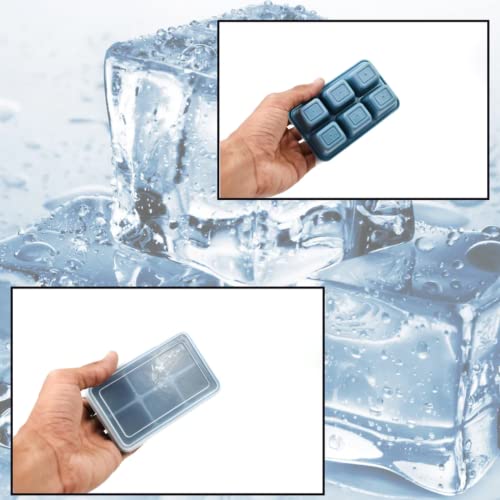 Suzec Silicone Ice Cube Trays Large Size Flexible 6 Cavity Ice Cube Square Molds for Whiskey and Cocktails, Keep Drinks Chilled (1 Pc, Black) - Image 2