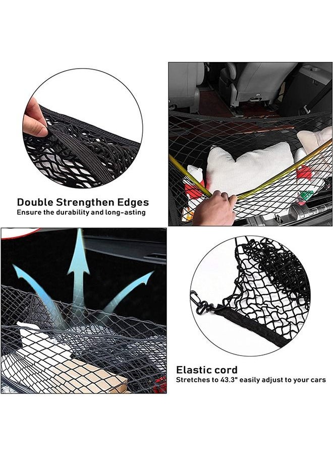 Sharpdo - Stretchable Double-layer Cargo Net Storage Organizer Car Trunk Net Storage Bag 110*40cm Black for Car, SUV, Truck - Image 1