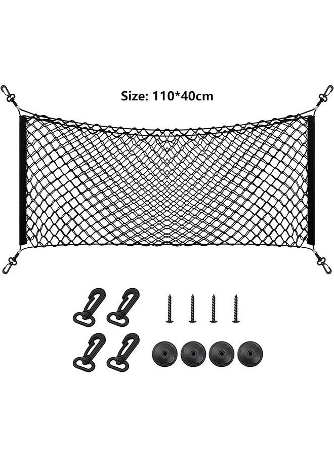 Sharpdo - Stretchable Double-layer Cargo Net Storage Organizer Car Trunk Net Storage Bag 110*40cm Black for Car, SUV, Truck - Image 1