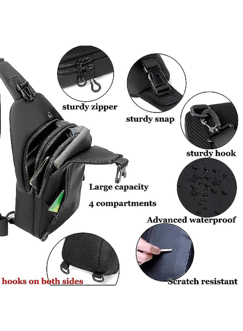 Crossbody Sling Bag Body Chest Shoulder Bag for Men Women Casual Shoulder Backpack Bag Waterproof Leather Chest Casual Daypack with Usb Charging Port for Travel Hiking (Dark Gray) - Image 3
