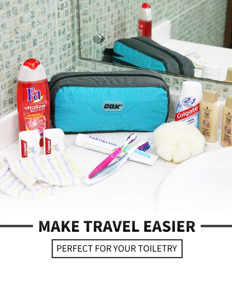 Gox Travel Toiletry Bag,Dopp Kit Case,Ultra-Light Cosmetics Bag Makeup Organizer (Turquoise) - Image 2