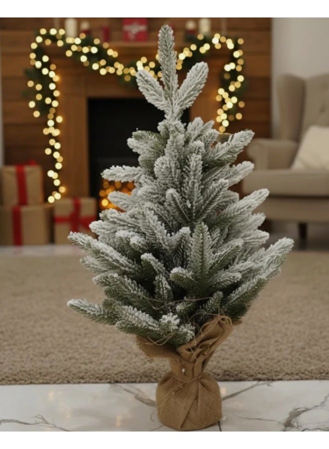 AKDC 63cm Deluxe Snowy Christmas Tree Décor | Frosted Pine Mini Tree for Festive Home Display - Image 2
