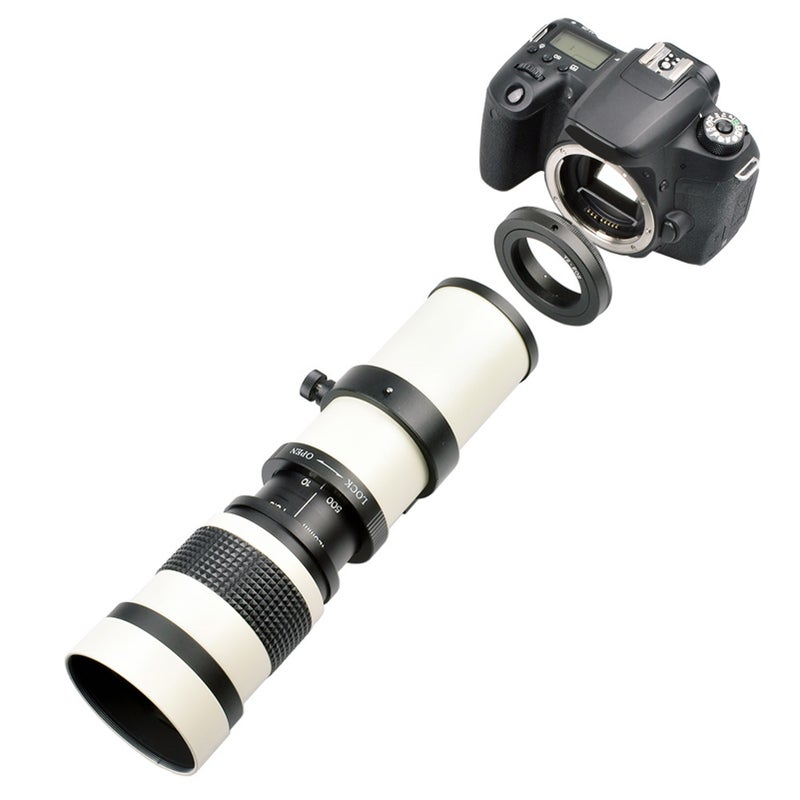 White 420800mm Aperture F 8.316 Full Manual Focusing Telescope Zoom Telephoto Lens for EF‑S Mount Camera - Image 4