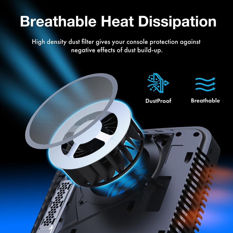 GRAUGEAR PS5 Dust Cover Kit, Cooling Fan Dust Filter & Silicone Port Plugs Set, High-Density Breathable Mesh, Dust Protection, Air Intake, Compatible with PS5 Pro, PS5 Slim, PS5 Disc & Digital - Image 4
