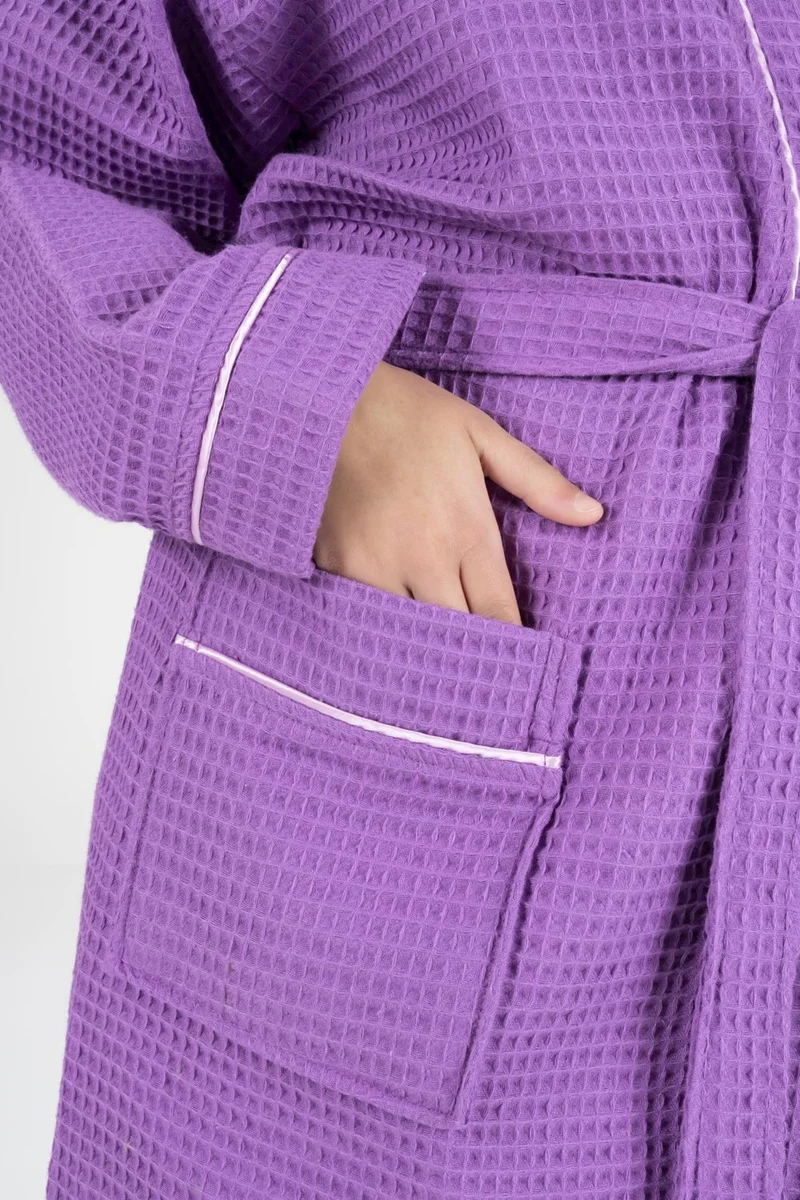 Varol Kaos Series Kimono Collar Pique Bathrobe Dressing Gown