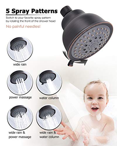 HAOXIN Double Shower Head with Shower Head Shut-Off Valve and Shower Arm,2 Shower Head High Pressure 5 Function Showerheads Sprayers,Oil Rubbed Bronze,STTZB01 - Image 4