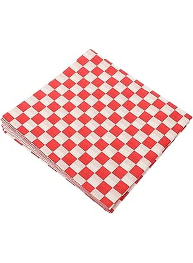 Red Checkered Oil Absorbing Parchment Paper 24 Sheets Greaseproof Heat Resistant Kitchen Cooking - Image 1