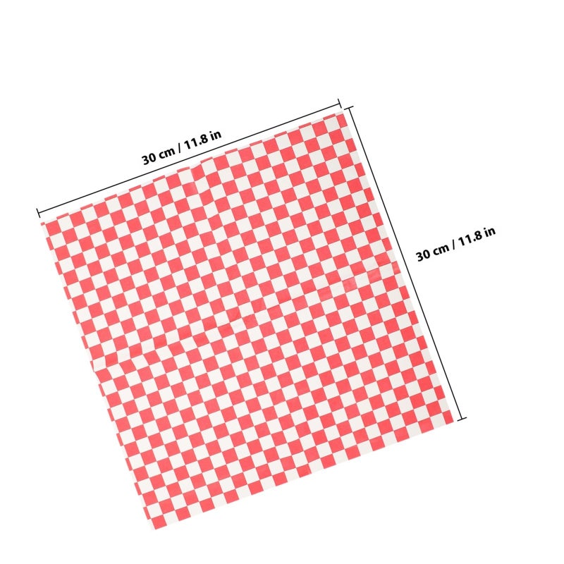 Red Checkered Oil Absorbing Parchment Paper 24 Sheets Greaseproof Heat Resistant Kitchen Cooking - Image 3