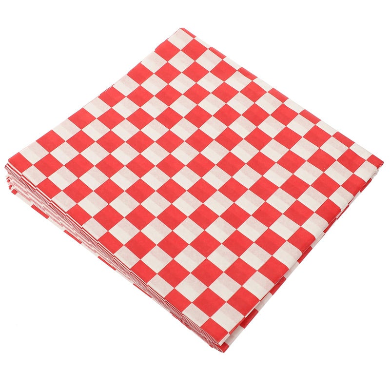 Red Checkered Oil Absorbing Parchment Paper 24 Sheets Greaseproof Heat Resistant Kitchen Cooking - Image 2