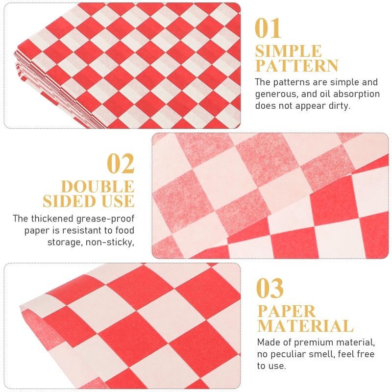 Red Checkered Oil Absorbing Parchment Paper 24 Sheets Greaseproof Heat Resistant Kitchen Cooking - Image 4