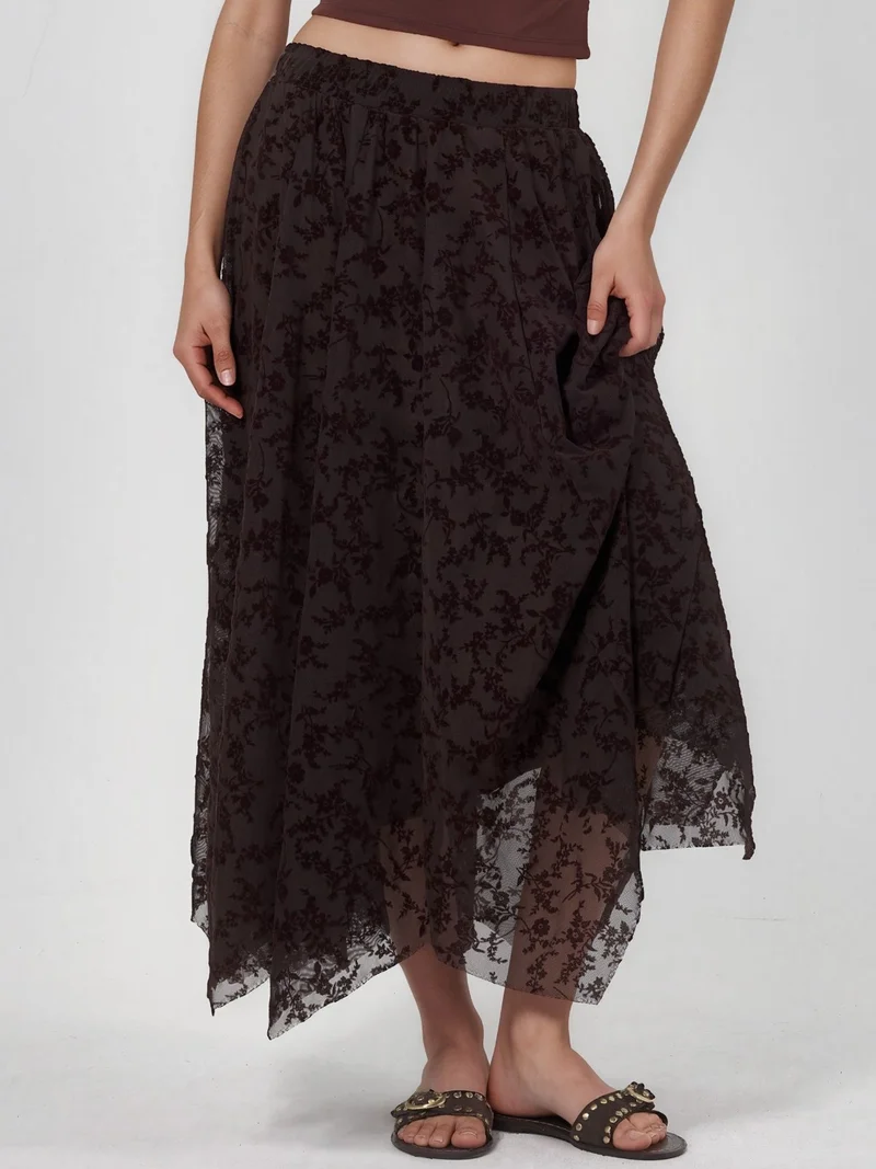 Floral Midi A-Line Skirt