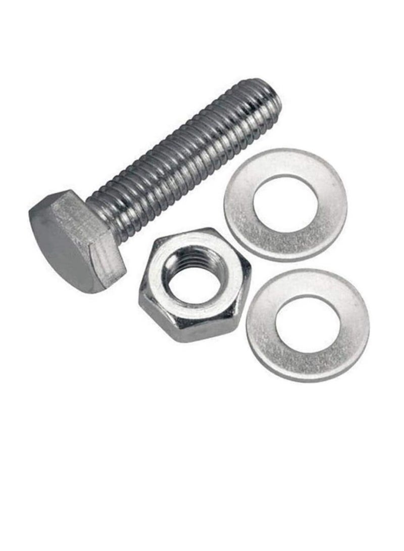 12 pcs Hex Head Screw Bolts Nuts & Washers Fully Thread GI Plain Finish Bolt Set. (8, 60MM)  - Image 3