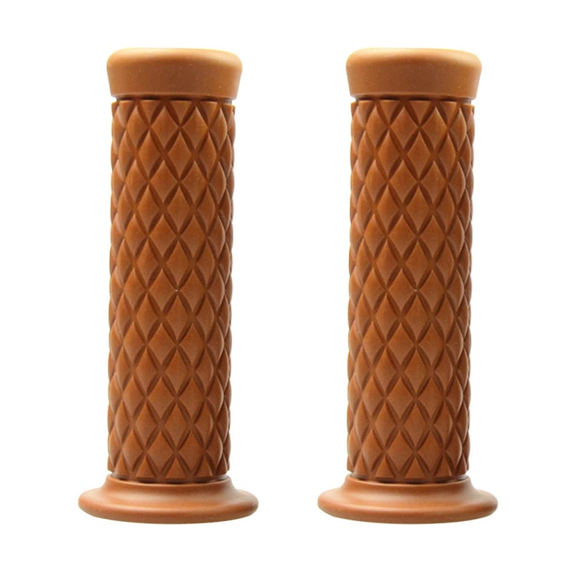 Motorcycle Hand Grips Non Slip Rubber Bar for 78 22mm24mm Handles Vintage Motorbike Thruster Grip Handlebar for Hand Comfort Universal for Motocross Scooter Dirt Bike Open End Light Brown