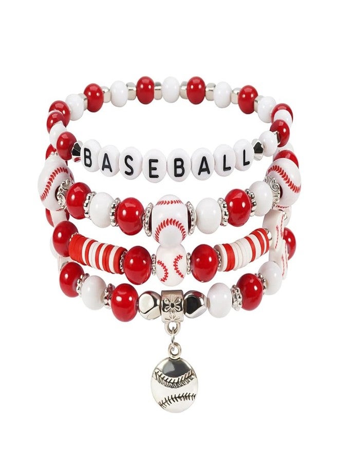 72ore Game Day Bracelets for Women Baseball Bracelet Stackable Heishi Clay Beaded Stretch Bracelets Football Baseball Outfit Jewelry Accessories - Image 1