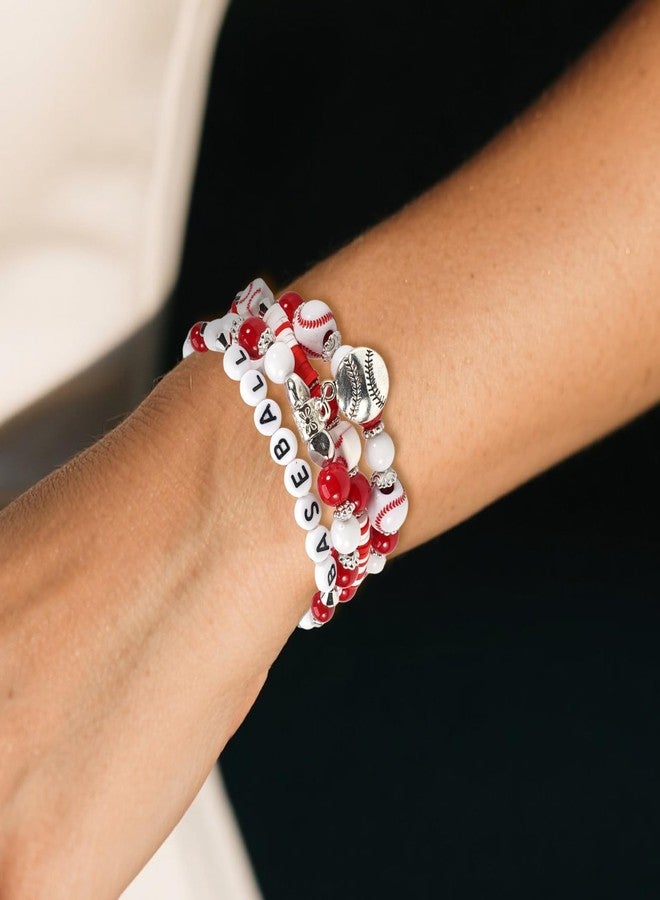 72ore Game Day Bracelets for Women Baseball Bracelet Stackable Heishi Clay Beaded Stretch Bracelets Football Baseball Outfit Jewelry Accessories - Image 2