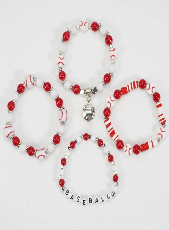 72ore Game Day Bracelets for Women Baseball Bracelet Stackable Heishi Clay Beaded Stretch Bracelets Football Baseball Outfit Jewelry Accessories - Image 3