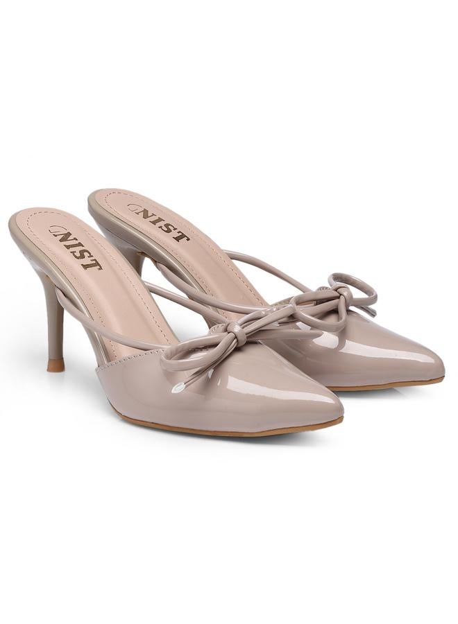 GNIST GNIST Plain Pointed Toe Stiletto Heel Mules with Bow Detail  - Image 4