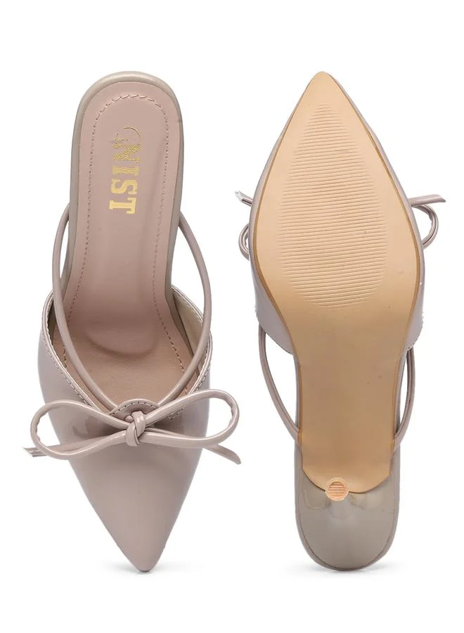 GNIST GNIST Plain Pointed Toe Stiletto Heel Mules with Bow Detail
