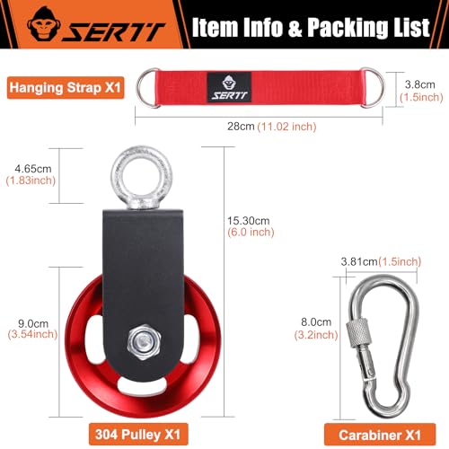 SERTT [1 Pack] Cable Pulley Wheel for Home Gym Pulley System, Upgraded 90mm Aluminium Alloy Gym Pulley for Maximum 660LBS Load - Image 2
