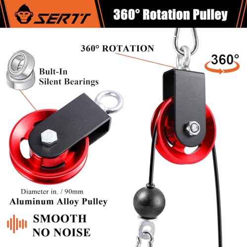 SERTT [1 Pack] Cable Pulley Wheel for Home Gym Pulley System, Upgraded 90mm Aluminium Alloy Gym Pulley for Maximum 660LBS Load - Image 5