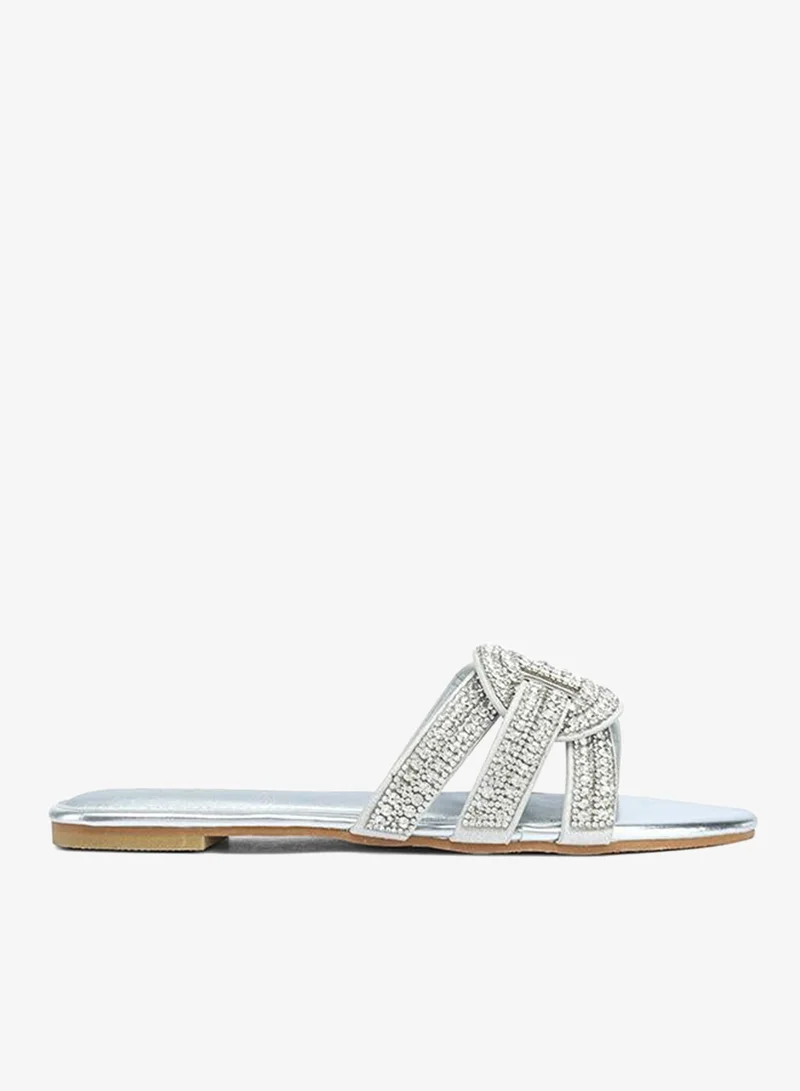 فايور Crystal Embellished Slide Sandals MY 373