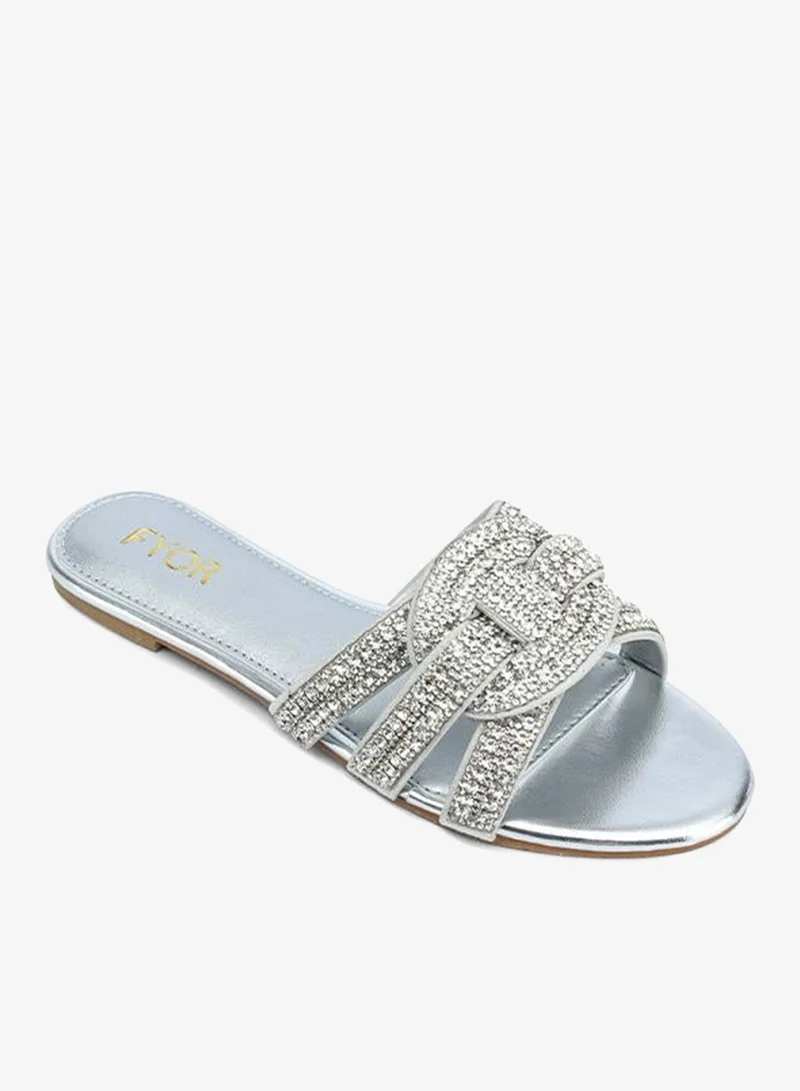 فايور Crystal Embellished Slide Sandals MY 373