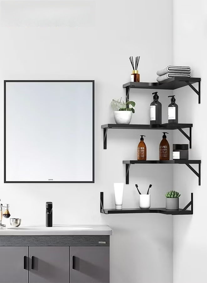EETU Floating Corner Shelves,Wall Shelves Set of 4,Wall Mounted Wood Shelves For Home Decor,Bedroom,Living Room,Bathroom,Kitchen,Office - Image 5