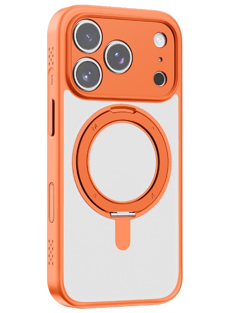 Momax غطاء كيس فورم رولر مغناطيسي لجهاز آيفون 17 برو ماكس (2025) [غطاء تحكم الكاميرا] مع قاعدة قابلة للدوران 360 درجة - برتقالي - Image 1