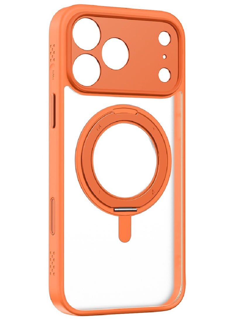 Momax غطاء كيس فورم رولر مغناطيسي لجهاز آيفون 17 برو ماكس (2025) [غطاء تحكم الكاميرا] مع قاعدة قابلة للدوران 360 درجة - برتقالي - Image 3