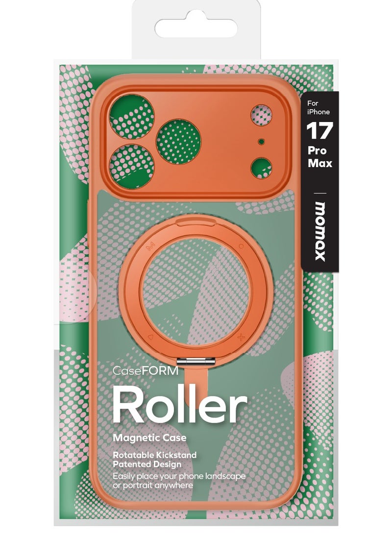 Momax غطاء كيس فورم رولر مغناطيسي لجهاز آيفون 17 برو ماكس (2025) [غطاء تحكم الكاميرا] مع قاعدة قابلة للدوران 360 درجة - برتقالي - Image 4