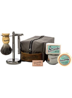 Gentleman Jon Deluxe Vintage Wet Shave Grooming Set for Men  Safety Razor Brush Alum Block Soap Bowl Blades Stand  Dopp Kit 