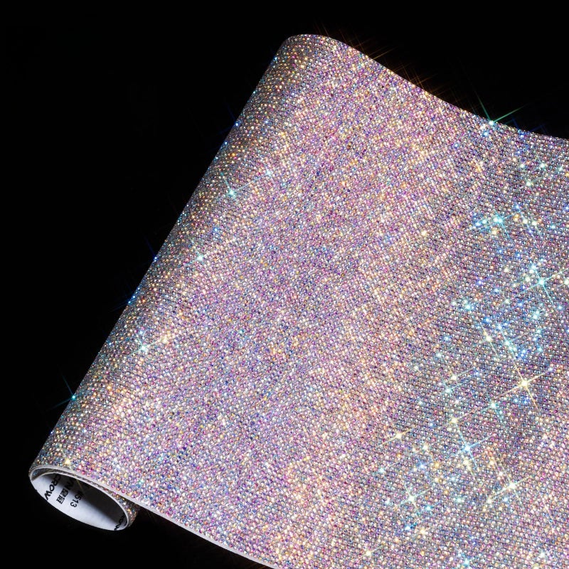 MYYKO Bling Crystal AB Rhinestone Sheets Self Adhesive, 9.4x15.8 Inch Glitter Rhinestone Stickers Gems, Crystal Diamond Sticker for Car Craft DIY Decoration - Image 1