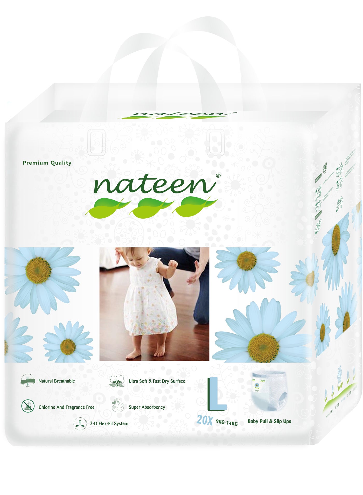 Nateen Premium Care Baby Pants Diapers,Size 4(9-14kg),Large Baby Pull Ups,20 Count Diaper Pants,Super Absorbent,Ultra Thin Baby Diapers Pants.