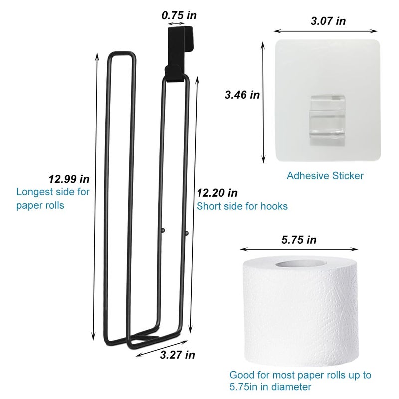Zeadesign Black Toilet Paper Holder with Storage Extra 3 Roll Tissue  Over The Tank Toilet Paper Roll Holder Wall Mount  Matte Black Camper Accessories Tissue Holder  Small Bathroom Essential for New Home  1Pcs - Image 4