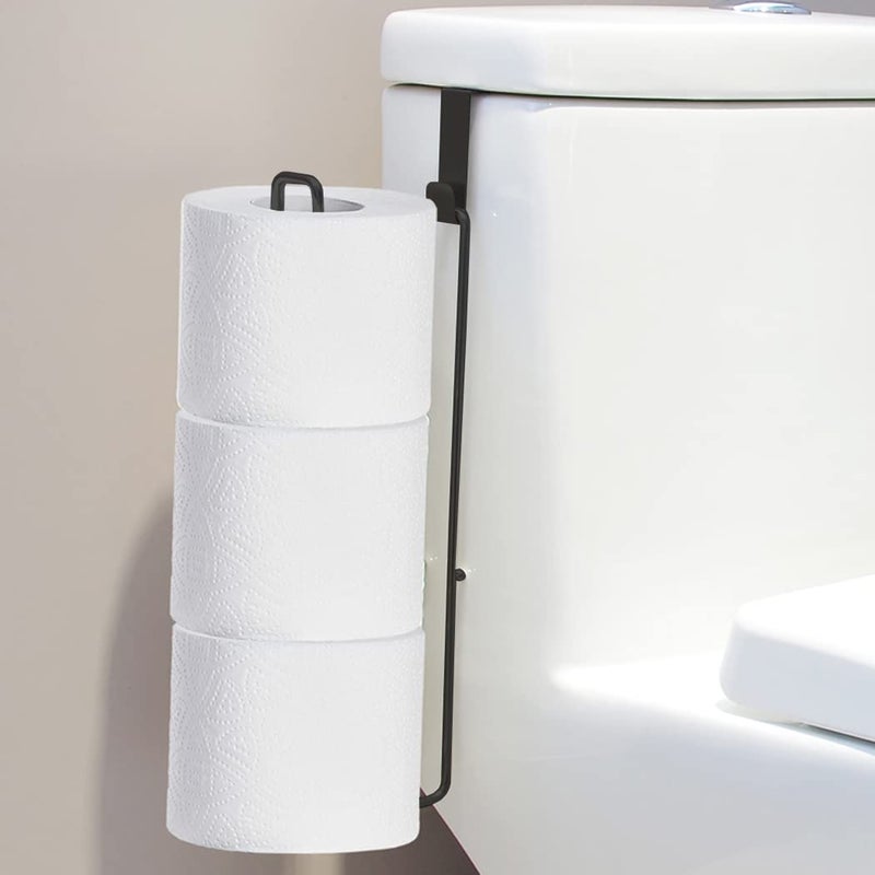 Zeadesign Black Toilet Paper Holder with Storage Extra 3 Roll Tissue  Over The Tank Toilet Paper Roll Holder Wall Mount  Matte Black Camper Accessories Tissue Holder  Small Bathroom Essential for New Home  1Pcs - Image 1