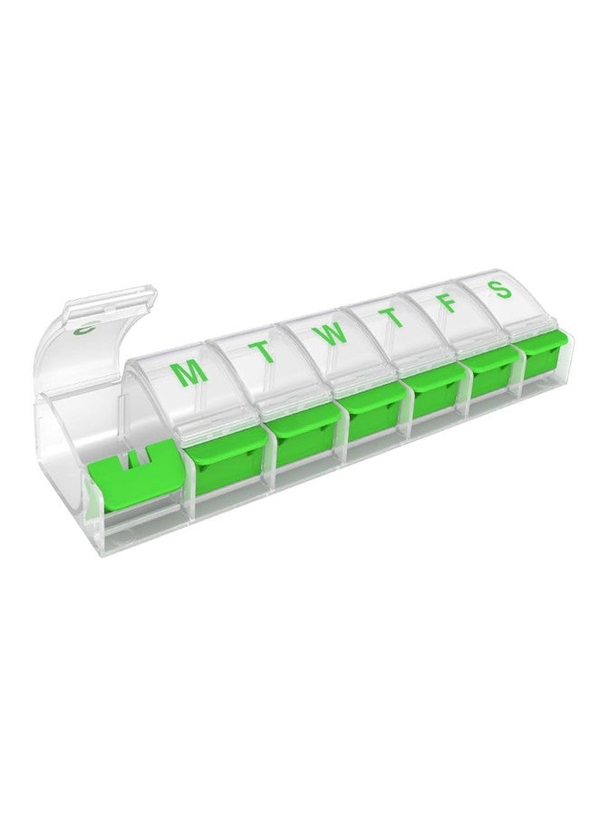 EZY DOSE Weekly (7-Day AM/PM Daily Pill Organizer, Vitamin Case, and Medicine Container, X-Large Compartments, Arthritis Friendly, Convenient with Effortless Portability, Clear/Green Lids, BPA Free - Image 1