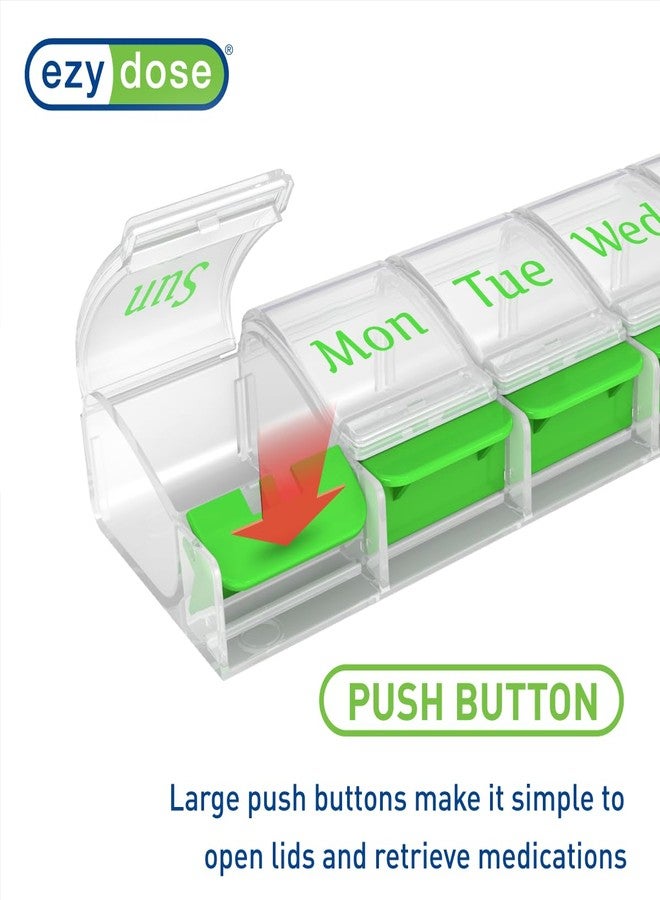 EZY DOSE Weekly (7-Day AM/PM Daily Pill Organizer, Vitamin Case, and Medicine Container, X-Large Compartments, Arthritis Friendly, Convenient with Effortless Portability, Clear/Green Lids, BPA Free - Image 4