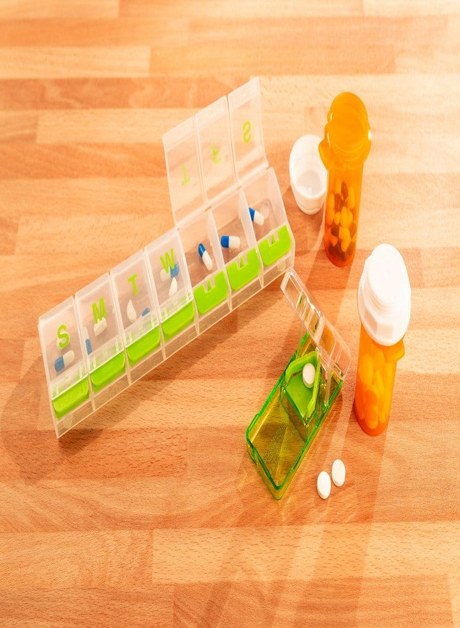 EZY DOSE Weekly (7-Day AM/PM Daily Pill Organizer, Vitamin Case, and Medicine Container, X-Large Compartments, Arthritis Friendly, Convenient with Effortless Portability, Clear/Green Lids, BPA Free - Image 5