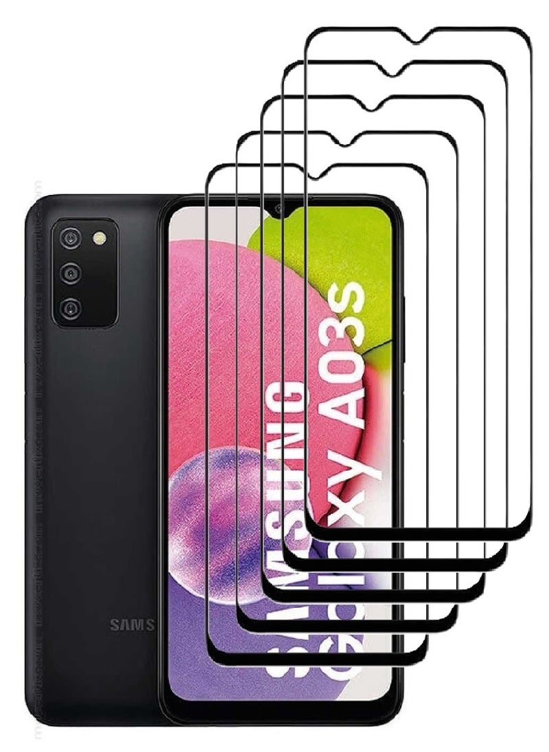 AINA 5 Pieces Tempered Glass Screen Protector 5D Designed For Samsung Galaxy A03s Full Glue Edge to Edge Full Screen Coverage And Bubble Free - Image 1